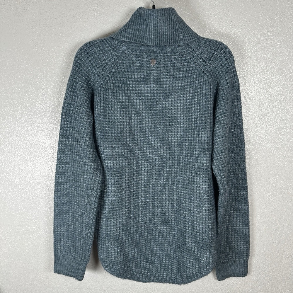 Kuhl Sienna Sweater Womens Small Blue Waffle Knit Turtle Neck Drop Hem Stretch - Picture 3 of 6